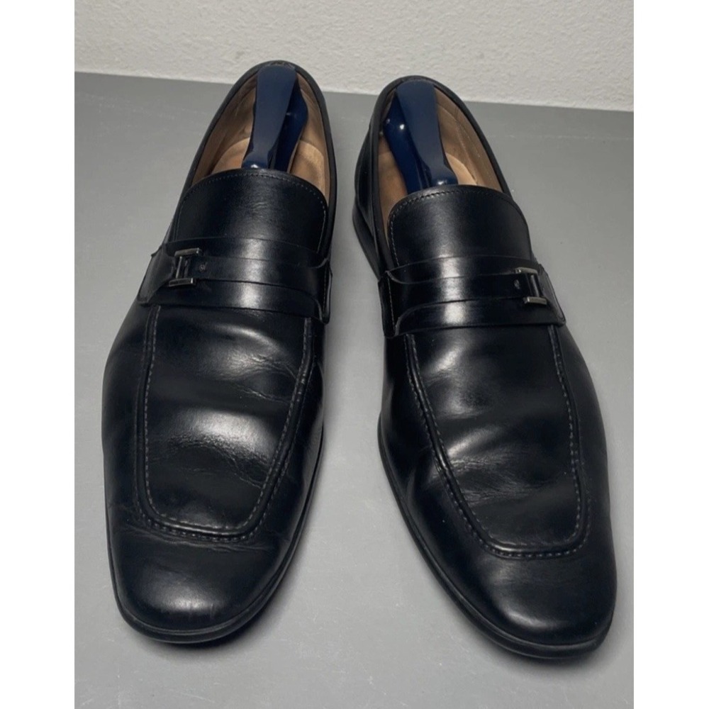 Magnanni Raso Black Leather Strap Bit Loafers Men's Size 11.5 M Shoes
